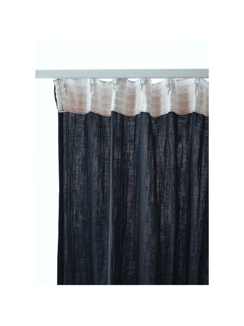 Rideau Galon Fronceur – Double Gaze de Coton Gaïa Bleu foncé - Kiabi