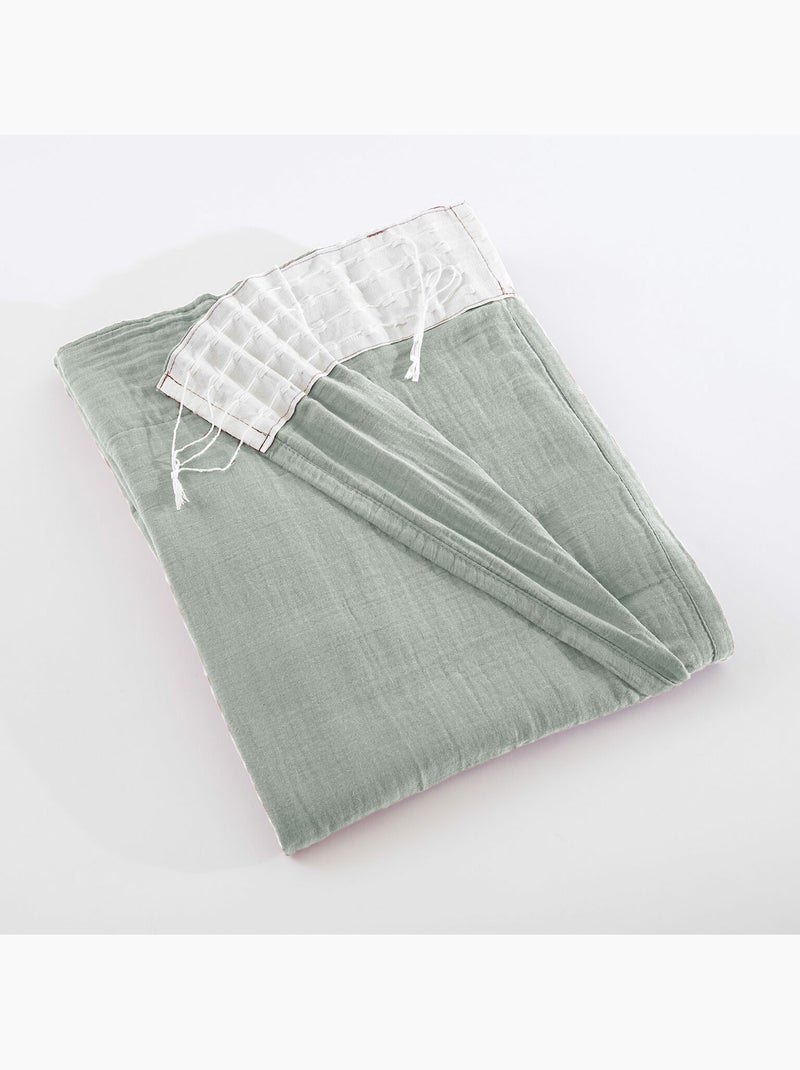 Rideau Galon Fronceur – Double Gaze de Coton Gaïa Vert eucalyptus - Kiabi