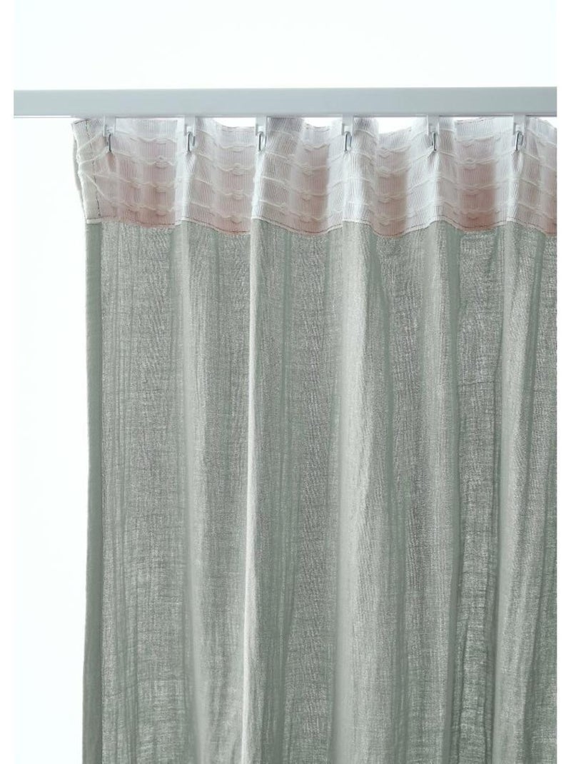 Rideau Galon Fronceur – Double Gaze de Coton Gaïa Vert eucalyptus - Kiabi