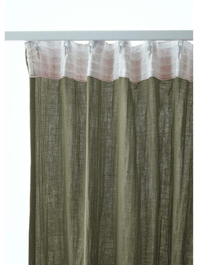 Rideau Galon Fronceur – Double Gaze de Coton Gaïa Vert romarin - Kiabi