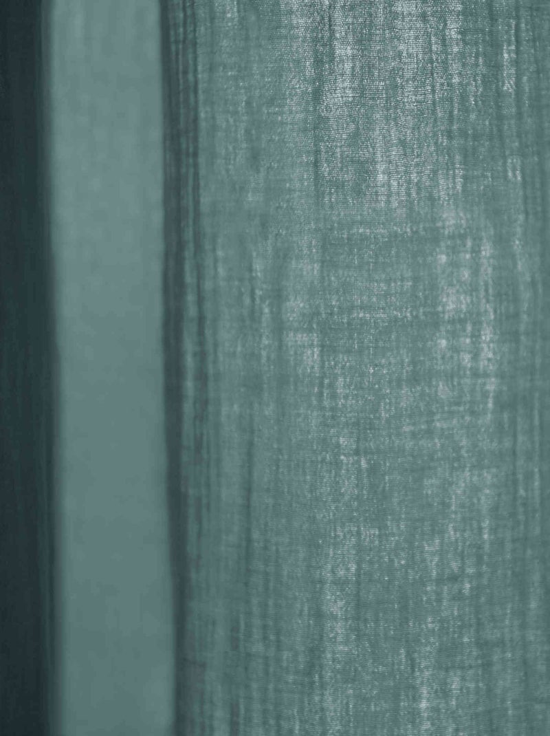 Rideau gaze de coton ajustable - Terre de Nuit Bleu canard - Kiabi