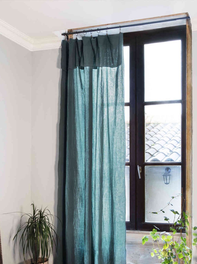 Rideau gaze de coton ajustable - Terre de Nuit Bleu canard - Kiabi