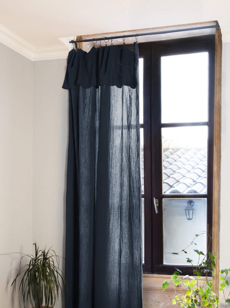 Rideau gaze de coton ajustable - Terre de Nuit Bleu marine - Kiabi