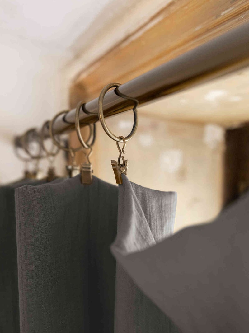 Rideau gaze de coton ajustable - Terre de Nuit gris anthracite - Kiabi