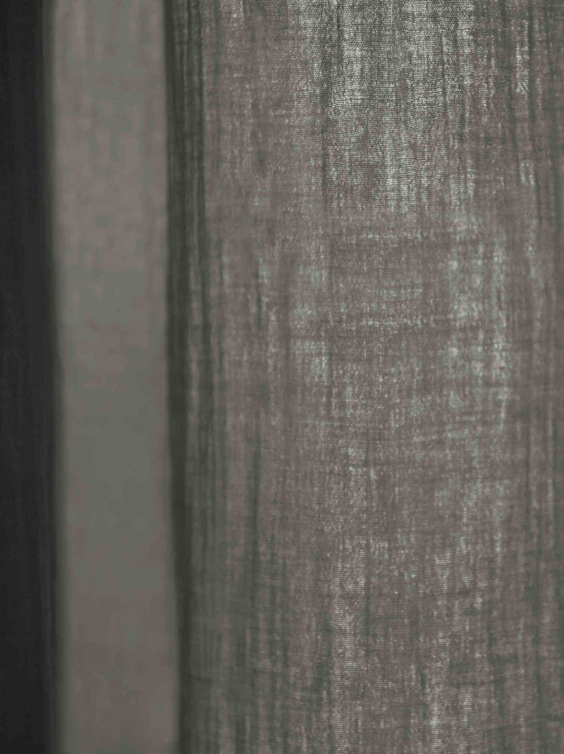 Rideau gaze de coton ajustable - Terre de Nuit gris anthracite - Kiabi