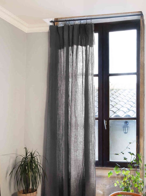 Rideau gaze de coton ajustable - Terre de Nuit - Kiabi
