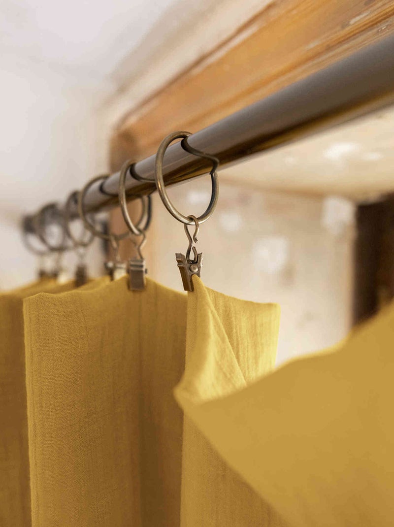 Rideau gaze de coton ajustable - Terre de Nuit Jaune - Kiabi