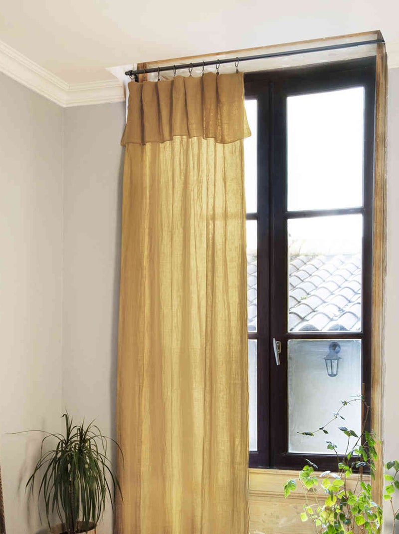 Rideau gaze de coton ajustable - Terre de Nuit Jaune - Kiabi