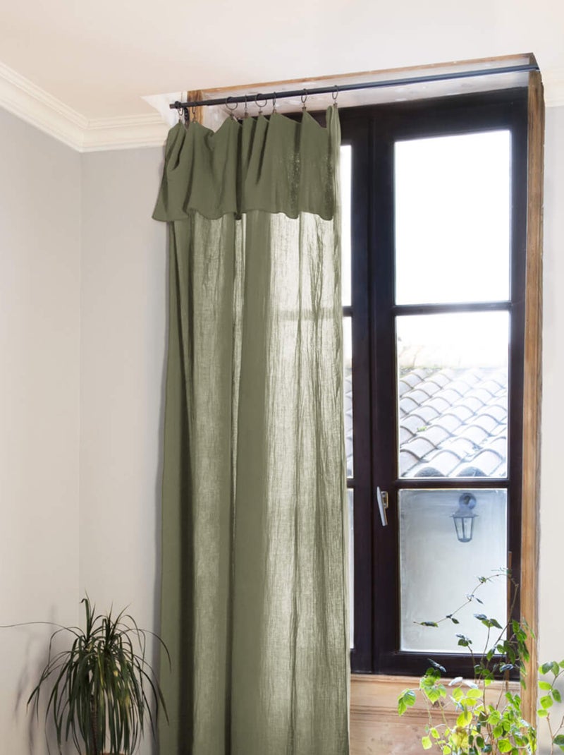 Rideau gaze de coton ajustable - Terre de Nuit Kaki - Kiabi
