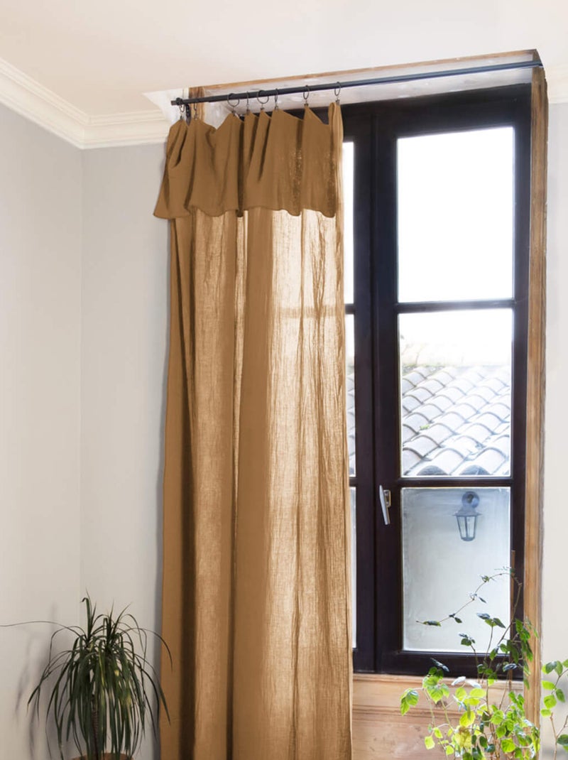 Rideau gaze de coton ajustable - Terre de Nuit Marron - Kiabi