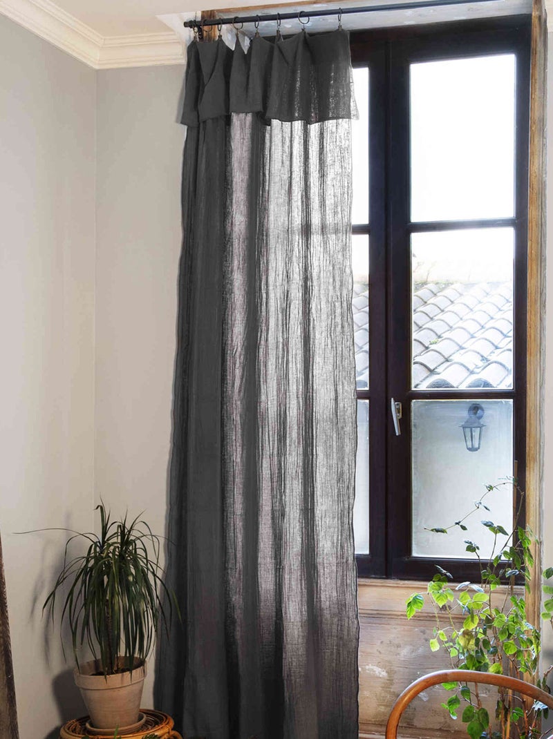 Rideau gaze de coton ajustable anthracite 140x300 gris anthracite - Kiabi