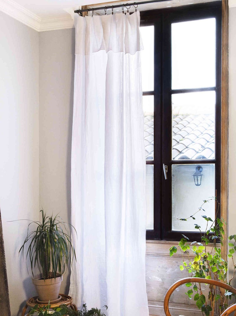 Rideau gaze de coton ajustable blanc 140x300 Blanc - Kiabi