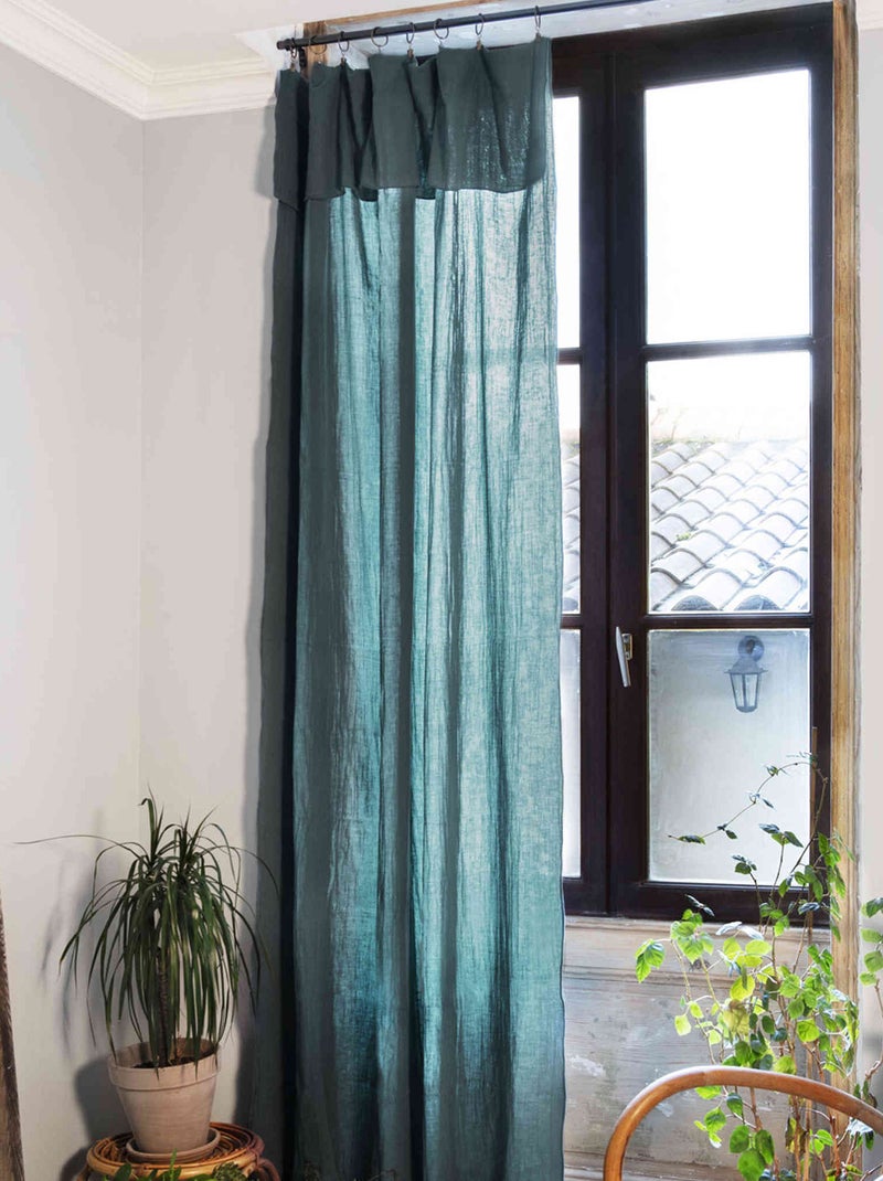Rideau gaze de coton ajustable bleu canard 140x300 Bleu canard - Kiabi