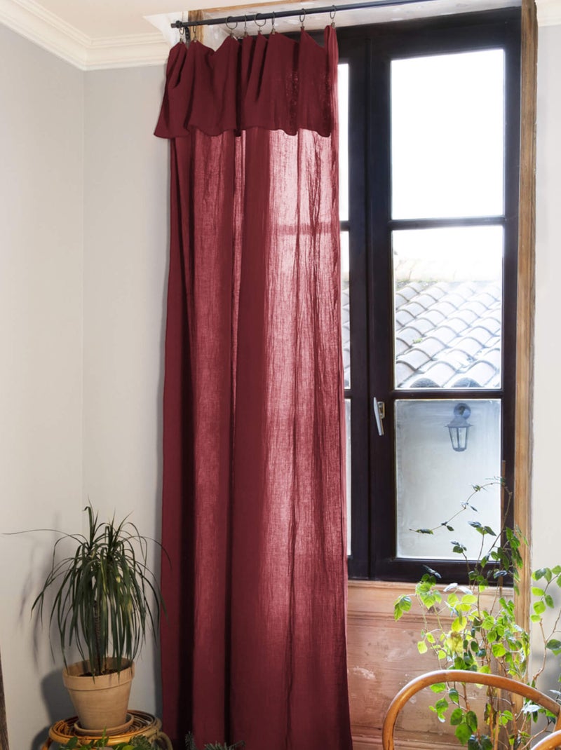 Rideau gaze de coton ajustable bordeaux 140x300 cm Bordeaux - Kiabi