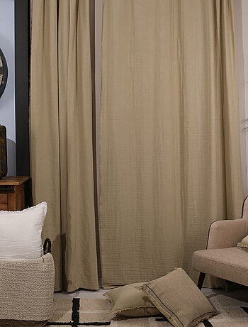Rideau gaze de coton ajustable finition bourdon