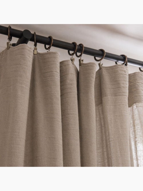 Rideau gaze de coton ajustable finition bourdon - Kiabi
