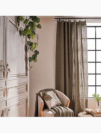 Rideau gaze de coton ajustable finition bourdon