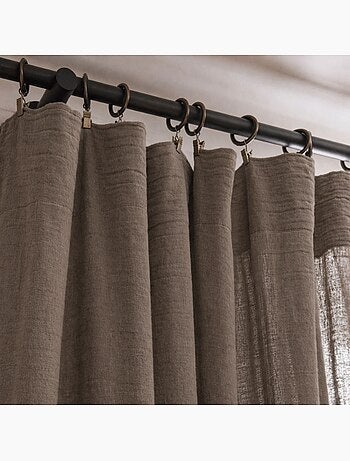 Rideau gaze de coton ajustable finition bourdon