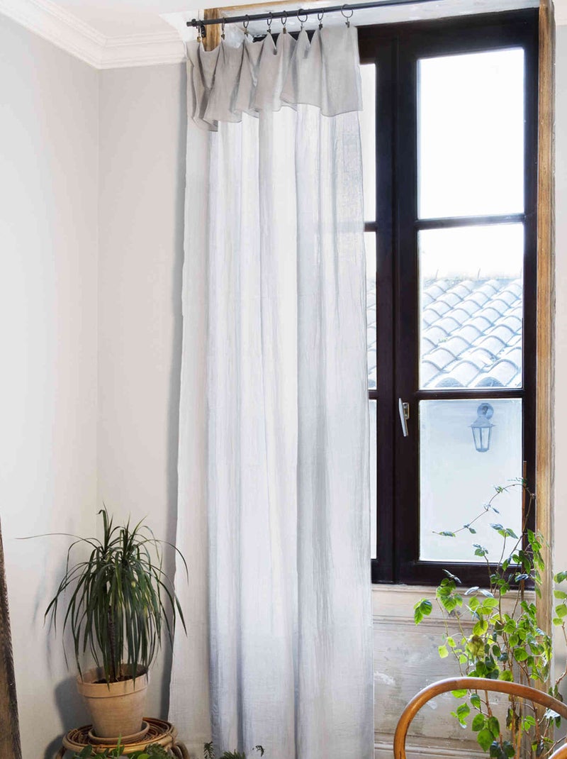Rideau gaze de coton ajustable gris 140x300 Gris - Kiabi
