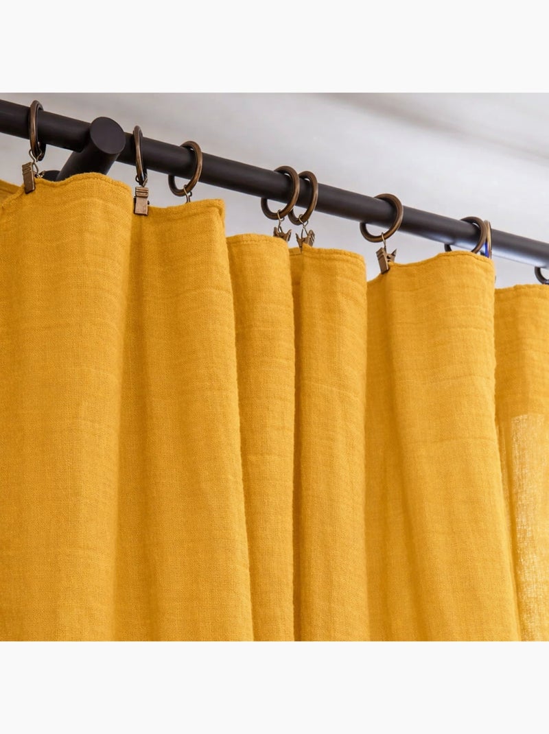 Rideau gaze de coton ajustable Jaune - Kiabi