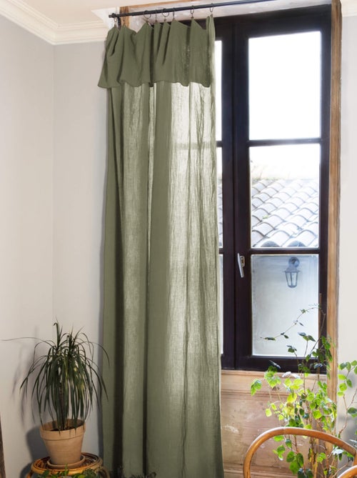 Rideau gaze de coton ajustable kaki 140x300 cm - Kiabi