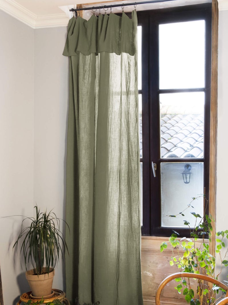 Rideau gaze de coton ajustable kaki 140x300 cm Kaki - Kiabi