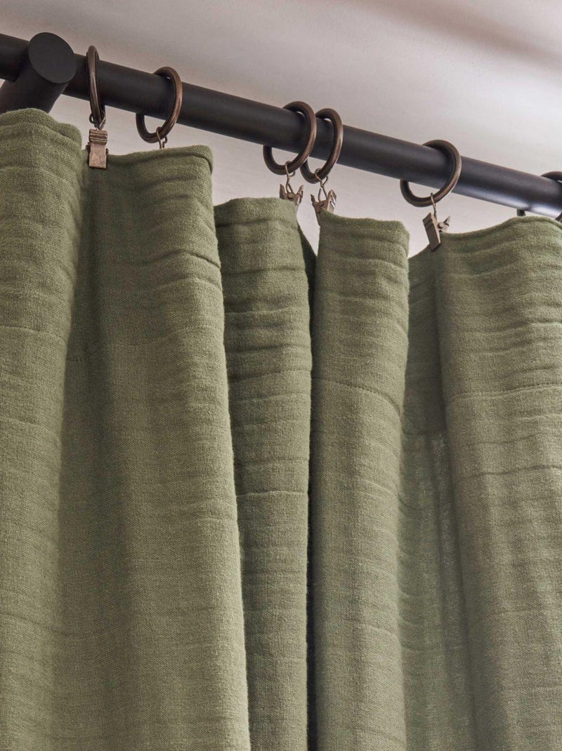 Rideau gaze de coton ajustable Kaki - Kiabi