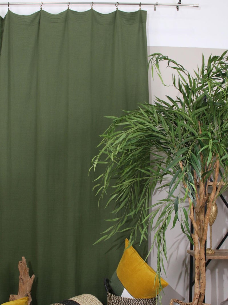 Rideau gaze de coton ajustable Kaki - Kiabi