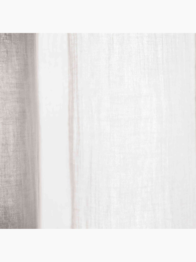 Rideau gaze de coton ajustable (lot de 2) - Terre de Nuit Blanc - Kiabi