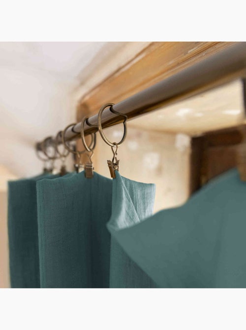 Rideau gaze de coton ajustable (lot de 2) - Terre de Nuit - Kiabi