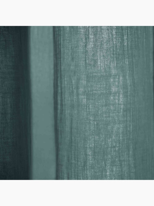 Rideau gaze de coton ajustable (lot de 2) - Terre de Nuit - Kiabi