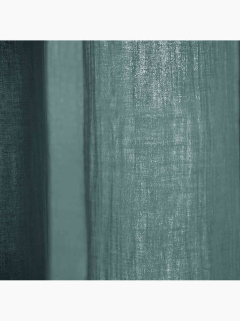 Rideau gaze de coton ajustable (lot de 2) - Terre de Nuit Bleu canard - Kiabi