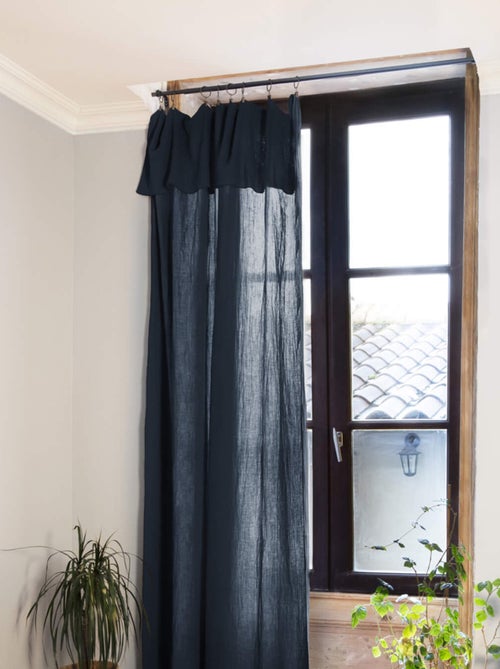 Rideau gaze de coton ajustable (lot de 2) - Terre de Nuit - Kiabi