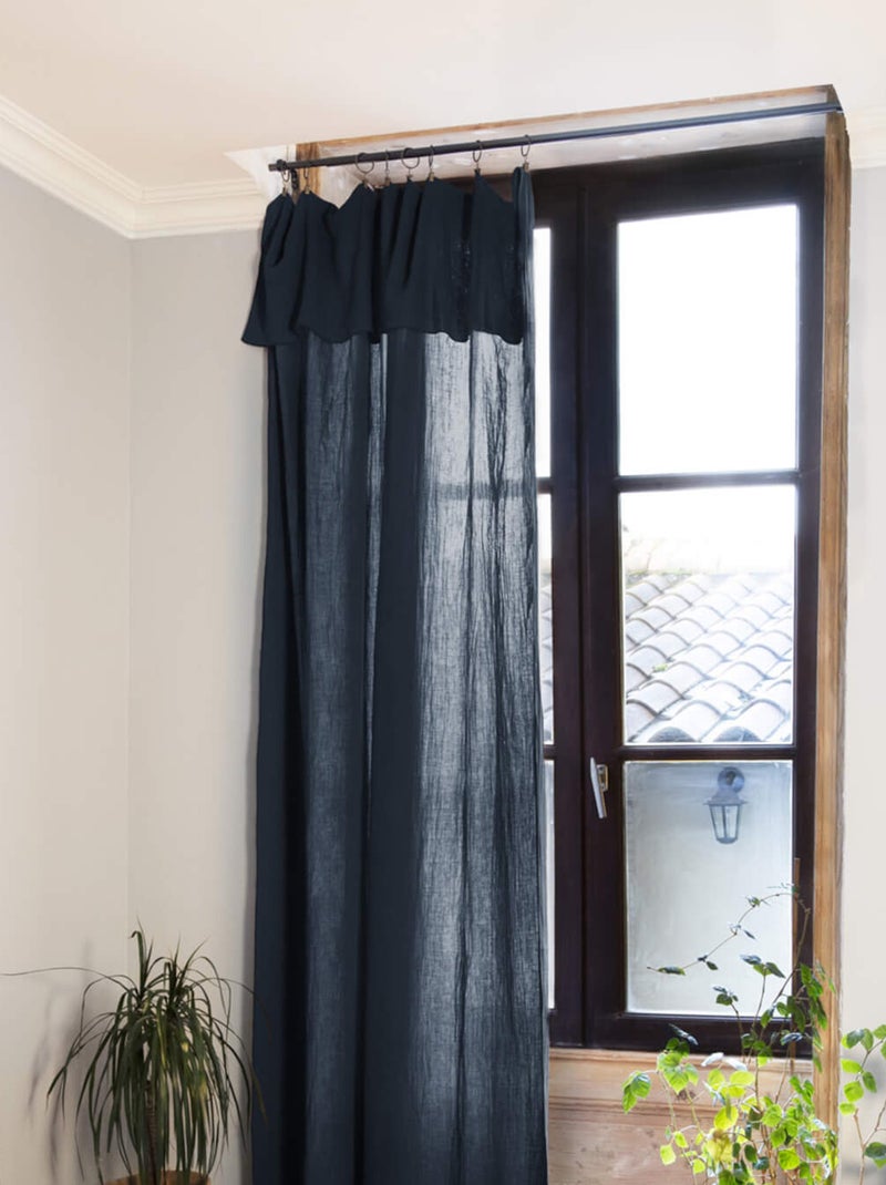 Rideau gaze de coton ajustable (lot de 2) - Terre de Nuit Bleu marine - Kiabi