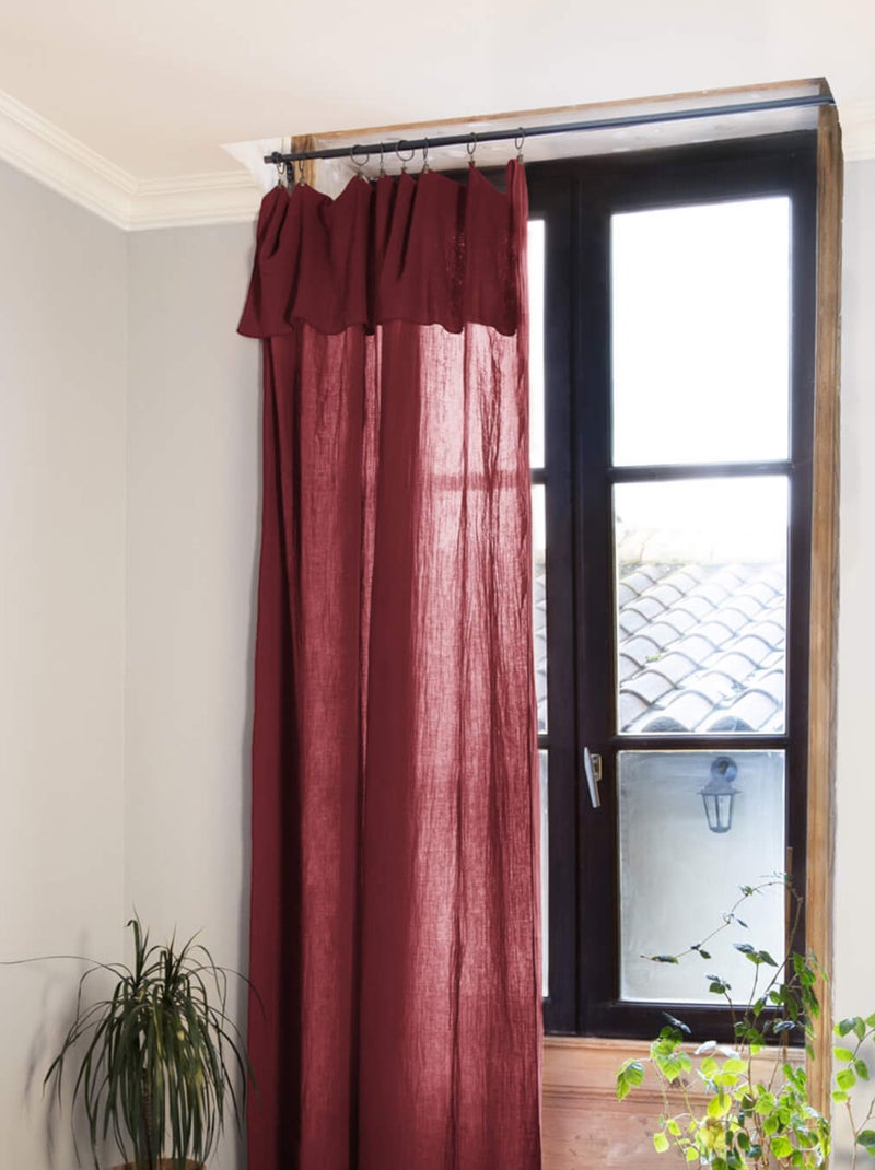 Rideau gaze de coton ajustable (lot de 2) - Terre de Nuit Bordeaux - Kiabi