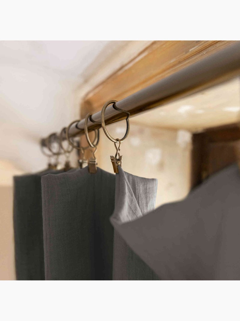 Rideau gaze de coton ajustable (lot de 2) - Terre de Nuit gris anthracite - Kiabi
