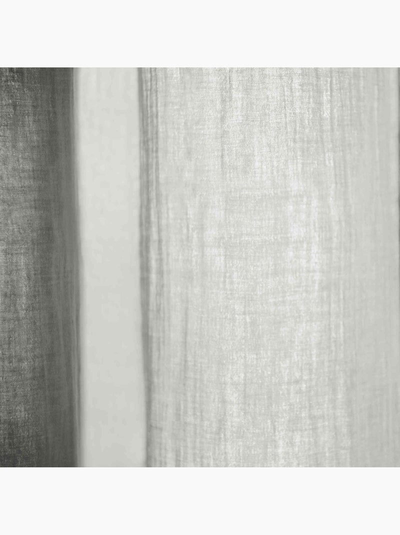 Rideau gaze de coton ajustable (lot de 2) - Terre de Nuit Gris - Kiabi