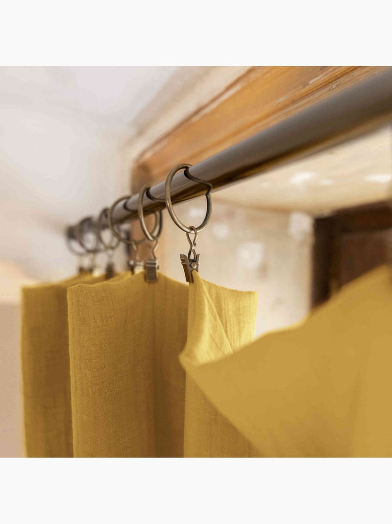 Rideau gaze de coton ajustable (lot de 2) - Terre de Nuit Jaune - Kiabi