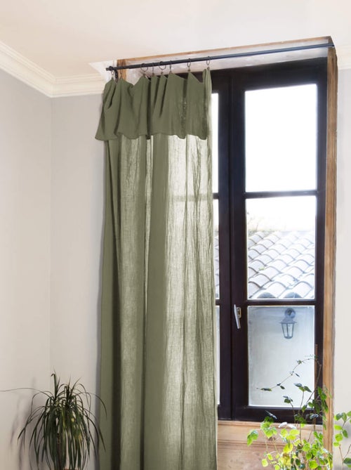 Rideau gaze de coton ajustable (lot de 2) - Terre de Nuit - Kiabi
