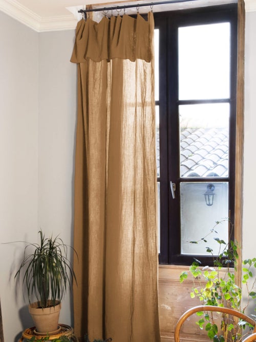 Rideau gaze de coton ajustable (lot de 2) - Terre de Nuit - Kiabi