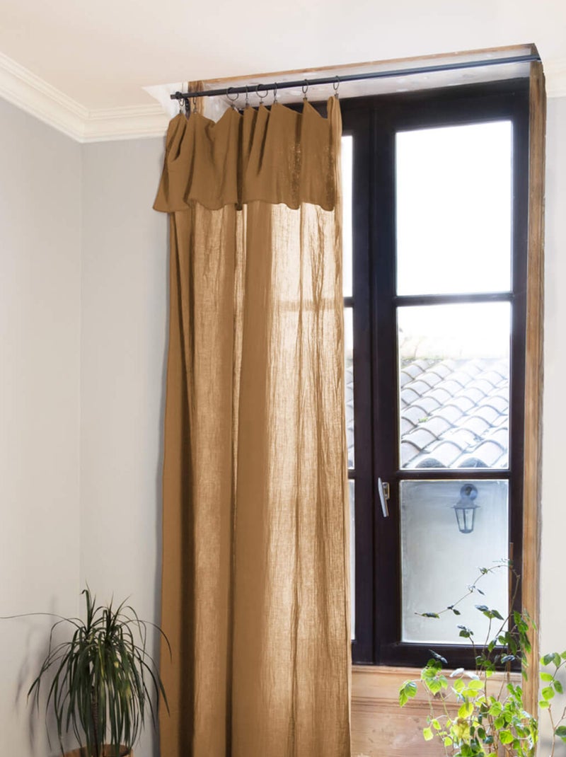 Rideau gaze de coton ajustable (lot de 2) - Terre de Nuit Marron - Kiabi