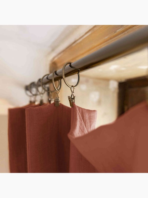 Rideau gaze de coton ajustable (lot de 2) - Terre de Nuit - Kiabi