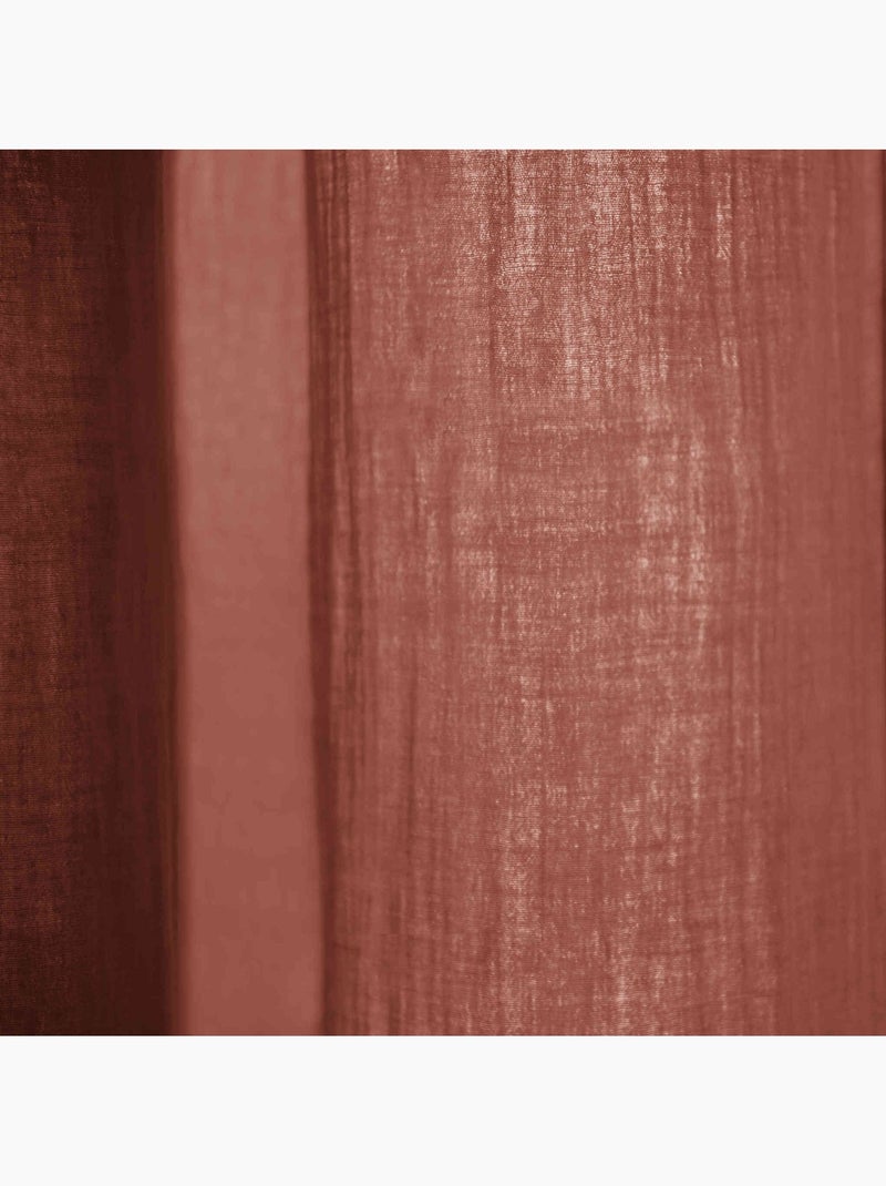 Rideau gaze de coton ajustable (lot de 2) - Terre de Nuit Orange - Kiabi