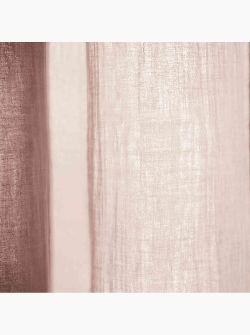 Rideau gaze de coton ajustable (lot de 2) - Terre de Nuit Rose - Kiabi