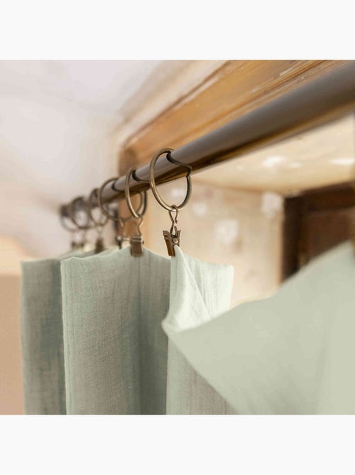 Rideau gaze de coton ajustable (lot de 2) - Terre de Nuit - Kiabi