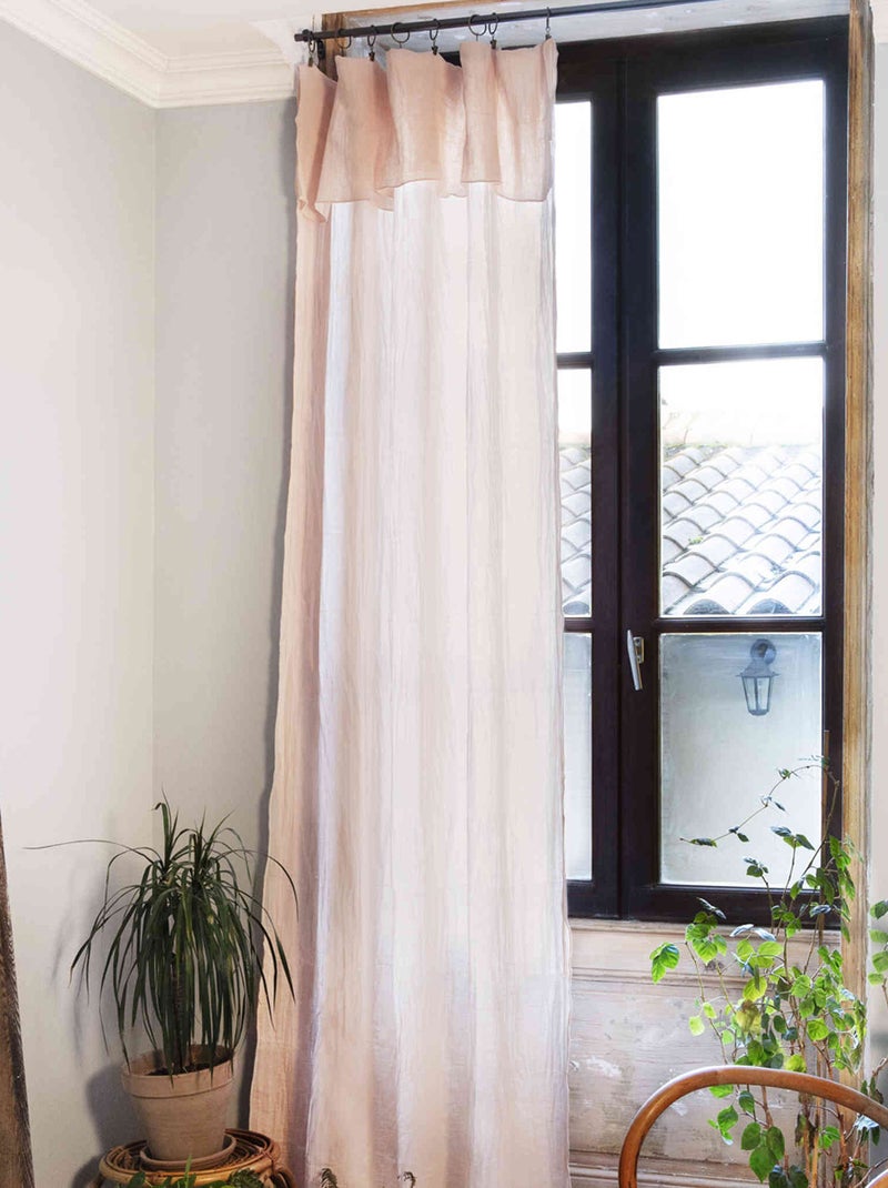 Rideau gaze de coton ajustable rose 140x300 Rose - Kiabi
