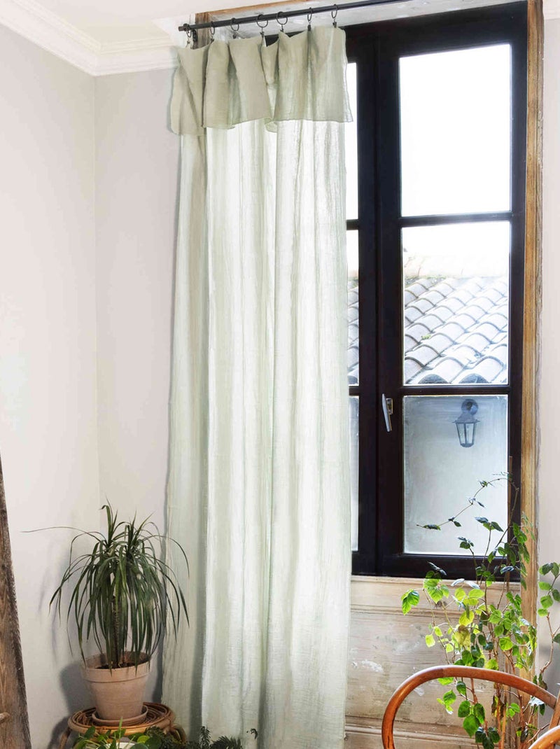 Rideau gaze de coton ajustable vert 140x300 Vert - Kiabi
