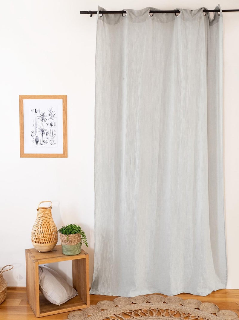 Rideau GAZGAZ gaze de coton Gris - Kiabi