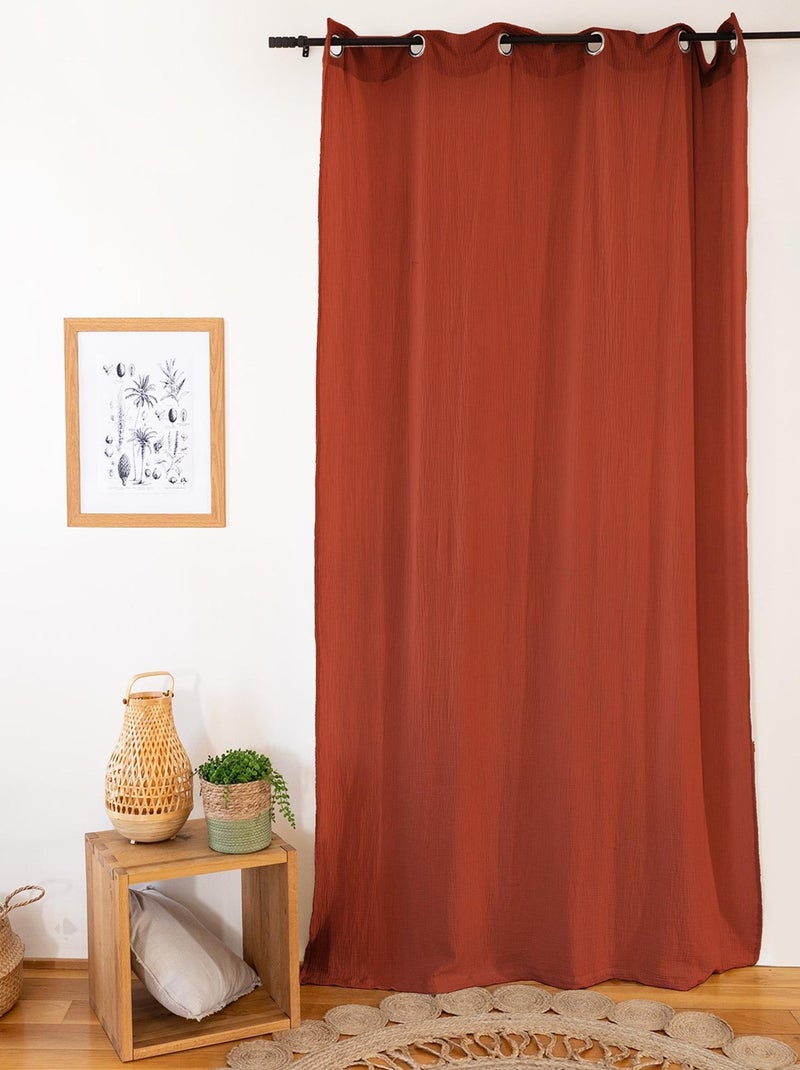 Rideau GAZGAZ gaze de coton Jaune moutarde - Kiabi