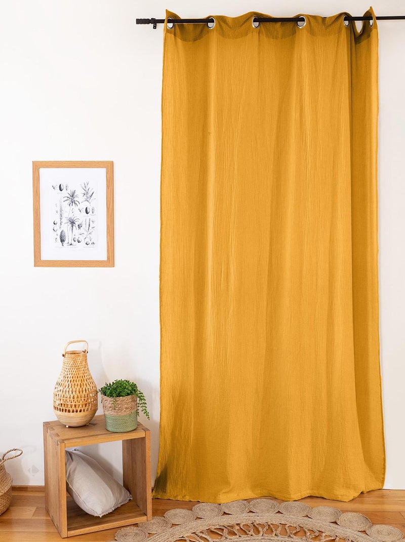 Rideau GAZGAZ gaze de coton Moutarde - Kiabi